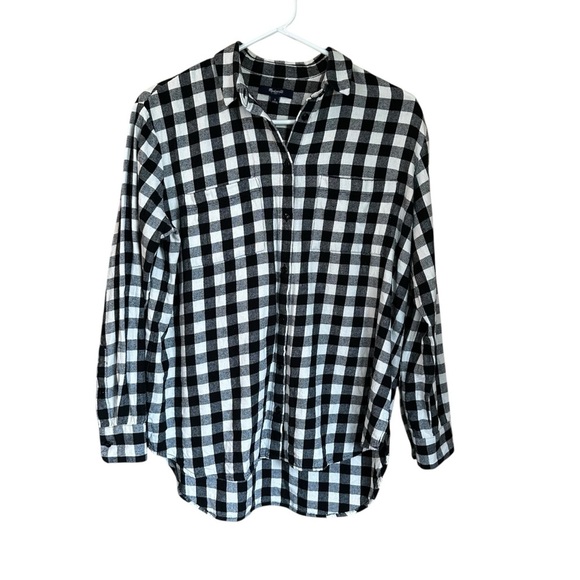 Madewell Oversized Boyfriend Flannel Black White Checkered S - Picture 4 of 8